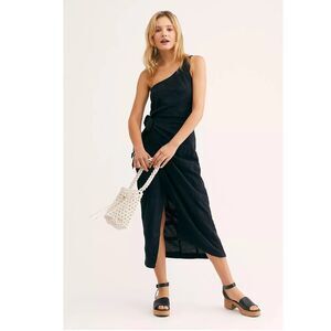 Free People Free-est At Leisure Midi Dress Wrap Smocked One-Shoulder S 284000